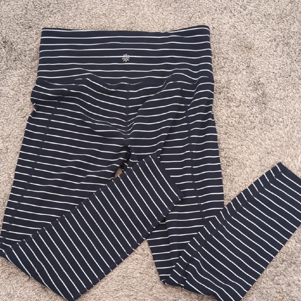 Athleta Striped Navy Leggings - Size Small